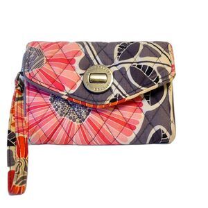 Vera Bradley Pink Grey Floral Turn-lock Clutch‎ Wallet